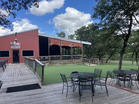 Outside patio area with concert hall.