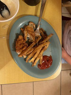 Kids chicken tenders and fries