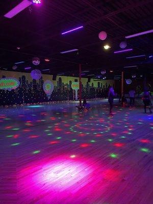 Glow in the dark skating rink.