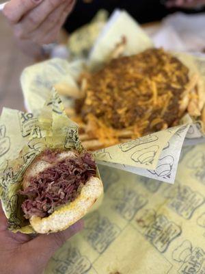 Pastrami dip and Chili cheese fries