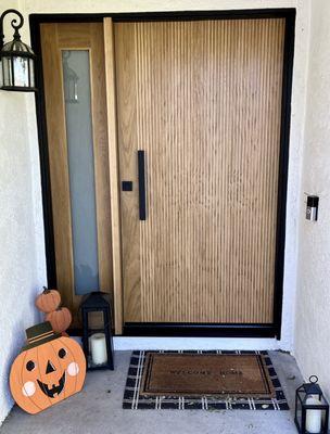 42" White Oak Front Door with matching sidelite.