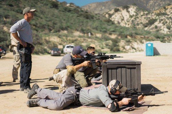 Carbine rifle training, working from various shooting positions.