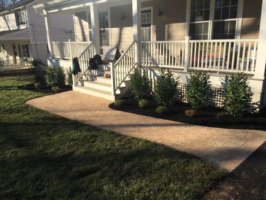 Walkway, Sod Installation, Plant Installation, and Mulching in Falls Church