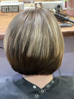 A-line stacked Bob with a razor cut