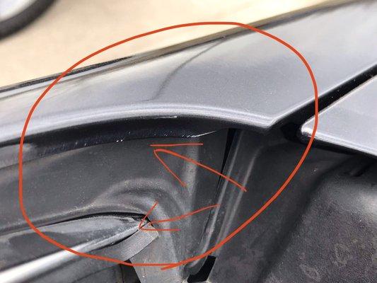 Car scratches and rubber seal ripped