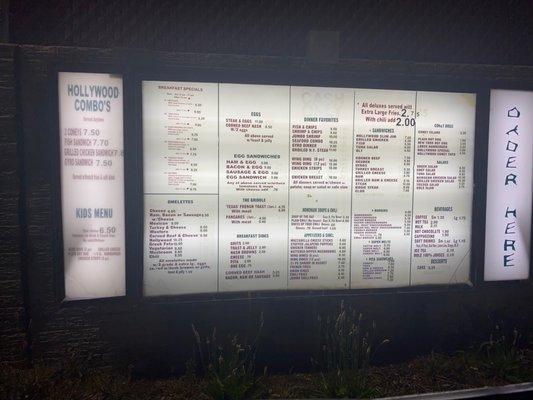 Drive Thru Menu