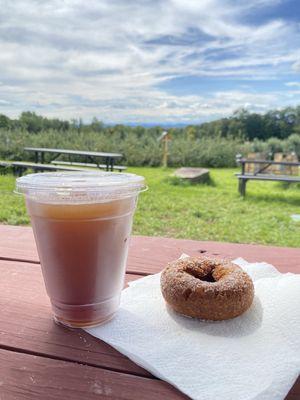 Apple cider donut and apple cider slush