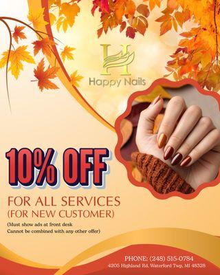 10% OFF FOR ALL SERVICES
 (For New Customer)