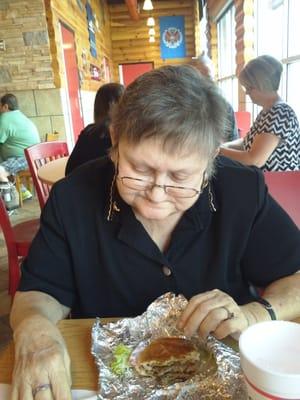 Mom enjoys CookOut