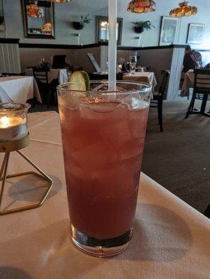 Lovely cherry-lime spritz mocktail.