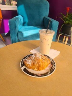 Almond Crossiant & Ice Chai Latte