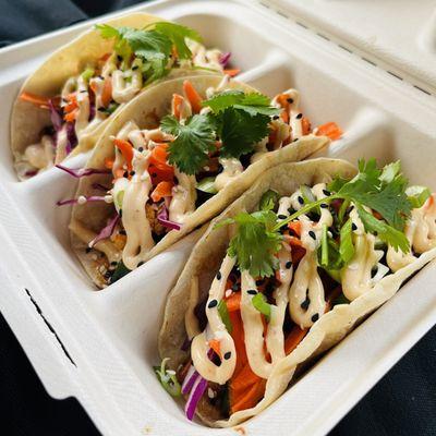 Korean air fried cauliflower tacos