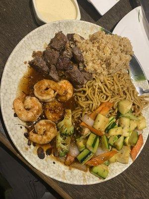 Angus steak & shrimp meal