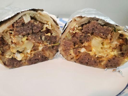 Gyro beef and egg burrito