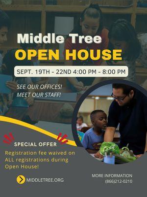 Middle Tree Open House-Back to School in Fall 2022