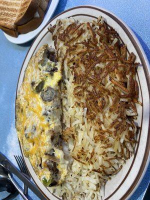 Creekside omelette and hash browns