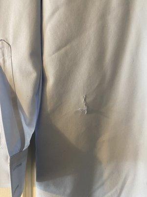 Tear in dress shirt