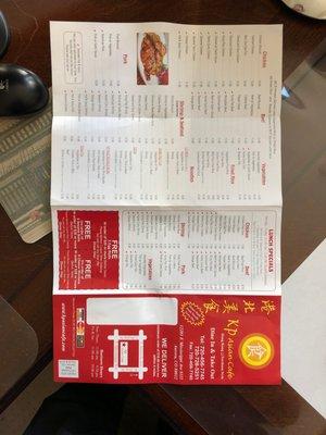 Takeout Menu, page 1