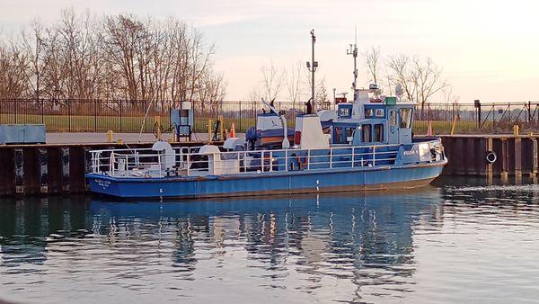 Usually in winter there will be an icebreaker moored nearby. This can be seen from Old Stone Chimney!