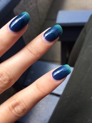 Color changing shellac (color changes depending on the temperature of your hands)