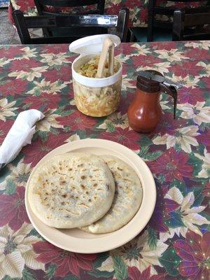 Bean and cheese papusas with all the good stuff