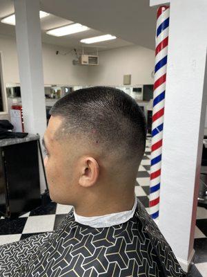 3 on top mid high bald fade