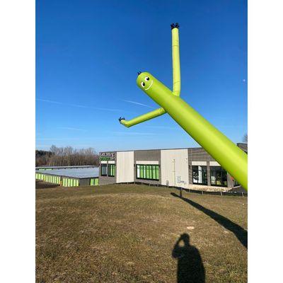 Unleashing the dance moves to guard our treasures! Our inflatable tube man is here to celebrate the excitement stored within our facility.