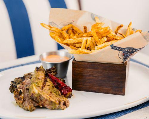 Waterfront Bar & Grill Churrasco Tenderloin Chops with fries