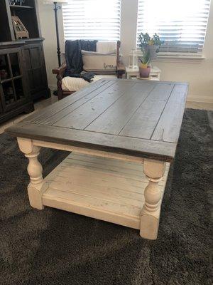 Mrs. Texas' new farmhouse coffee table