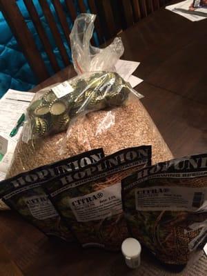 Grain, hops, bottle crowns and Camden tablets