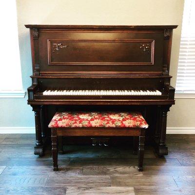 1910 S.W. Miller upright cabinet grand piano moved from Georgetown, TX to Fort Worth, TX.