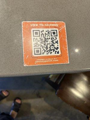 QR menu available