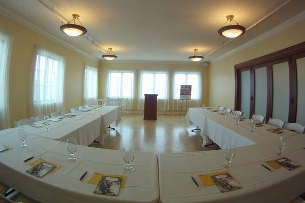 For smaller and more intimate events we also offer our Petite Ballroom with maple floors and large windows with views of the Bri