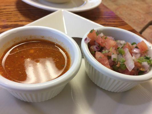 Red salsa and pico to Gallo