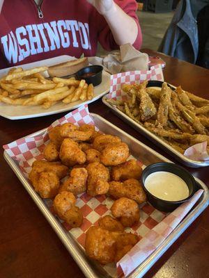 Buffalo Fried Cauliflower, fried pickle spear (fried) BLT with fried