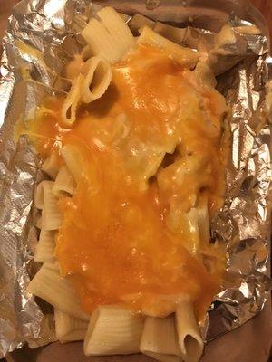 Worst "mac and cheese" ever. It's plain pasta with a couple slices of American cheese melted on top! So strange and not good.