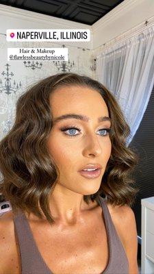 Soft glam makeup and hair