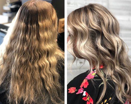 Before & After/ Blonde dimensional Balayage