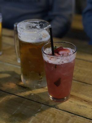 Modelo and strawberry mojito.