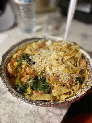 Elote Pasta w/ Shrimp