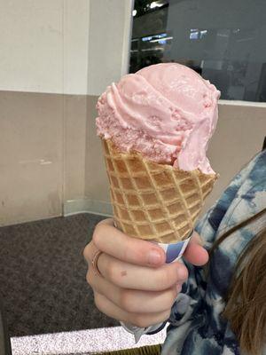 Bubble gum ice cream cone.