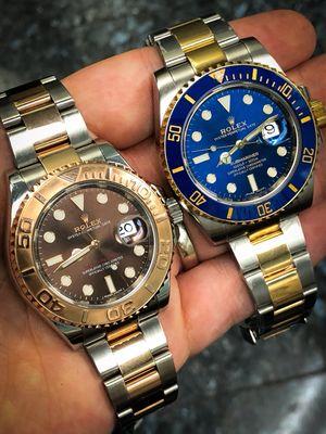 Two tone Rolex watches. Yachtmaster rose or submariner yellow two tone . $11,500 pre-owned condition. Based on availability