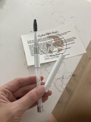 Lash wand with aftercare instructions