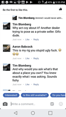 This is the owner right here. Cussing me out for asking if he was selling tires for his company. Aaron babcock.