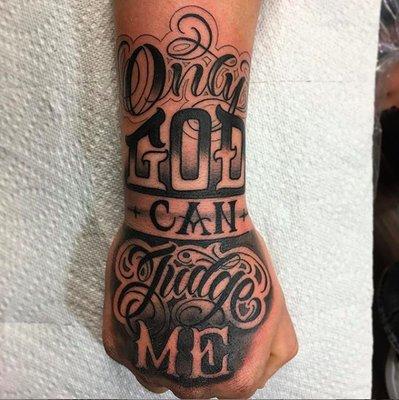 "Only God Can Judge Me" lettering by Jesse Perez