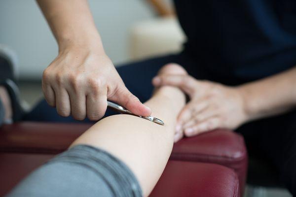 Myofascial release with tools helps increase blood flow and healing.