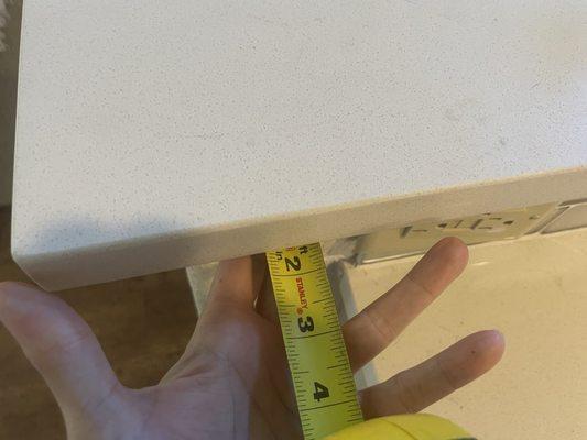 Mis measured and incorrect cut on top of kitchen island.