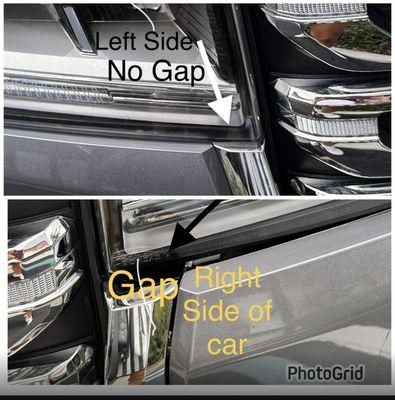 After Headlight assembly improper alignment