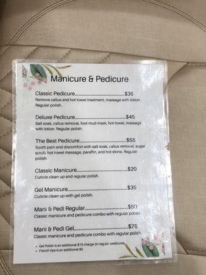 Selection for manicure and pedicure