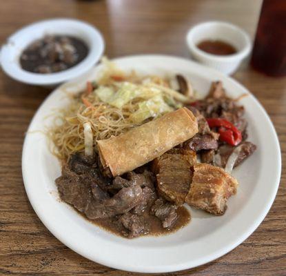 Pancit, bistek, lechón, dinaguan, and of course their famous lumpia